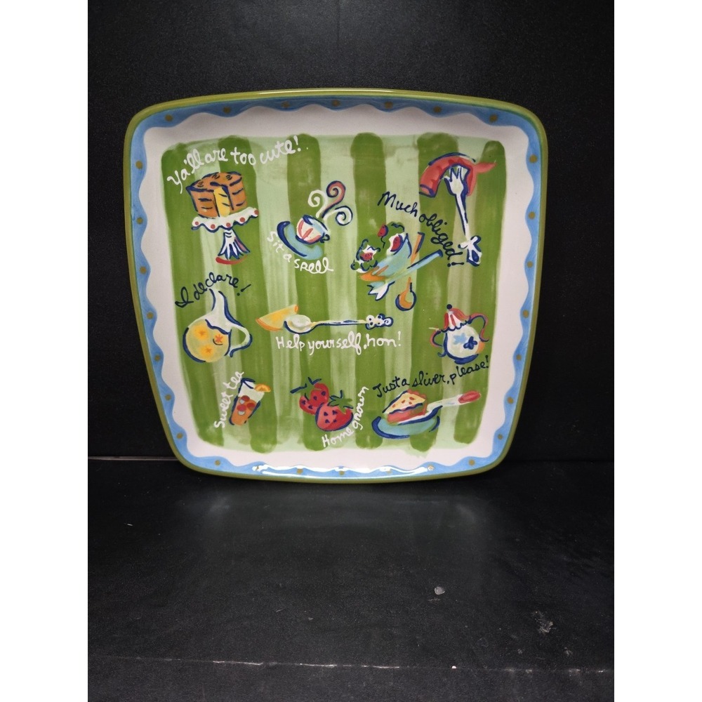 Becky‎ Denny Large Southern Charm Serving Platter, Hand-Painted Signed Vtg Plate
